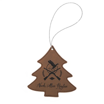 Dark Brown Laserable Leatherette Tree Ornament, 4"x4"