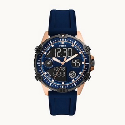 Fossil Garrett Analog-Digital Navy Silicone Watch