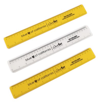 Translucent Multicolor Imprinted Promotional Plastic Ruler 12"