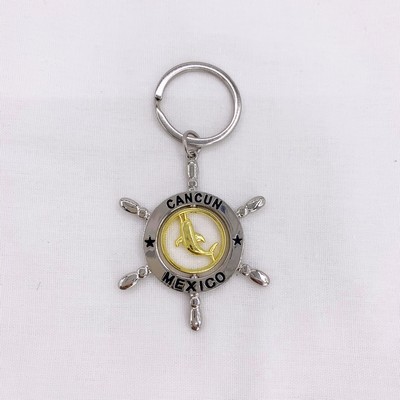 Rotating rudder shape metal key chain spining keychain