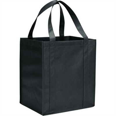 80gsm NON WOVEN GROCERY TOTE WITH BOTTOM BOARD IN BLACK