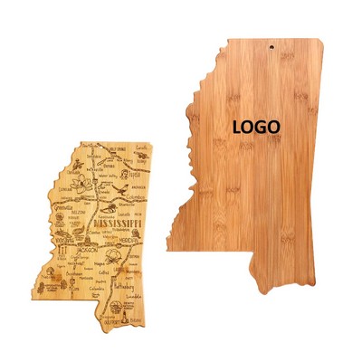 Mississippi Shaped Wooden Cutting Board-OCEAN