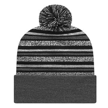 Cap America® USA Made Striped Knit Cap w/Pom