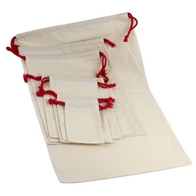 Bleached Cotton Pouch w/Red Cord (10"x14")