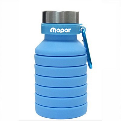 18 Oz Collapsible Silicone Bottle With Carabiner