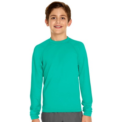 Youth Long Sleeve Rash Guard - Turquoise