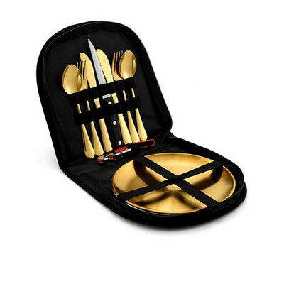 Stainless Steel Picnic Silverware Cutlery Set with Case