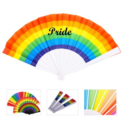 Rainbow Sublimated Handheld Folding Fan