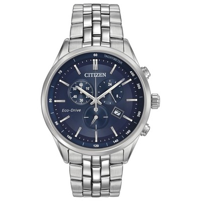 Citizen® Men's Stainless Steel Eco-Drive Watch w/Blue Dial