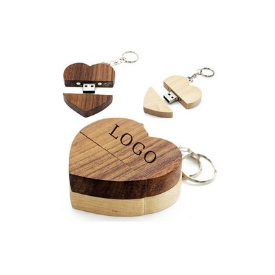 4GB Wooden Swivel Drive & Key Chain