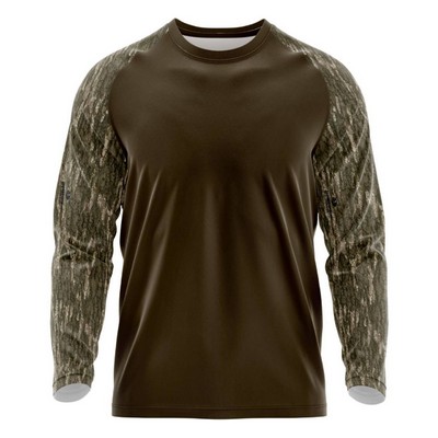 Mossy Oak® Men's 4.4 Oz. Polyester Interlock Raglan Long Sleeve T-Shirt