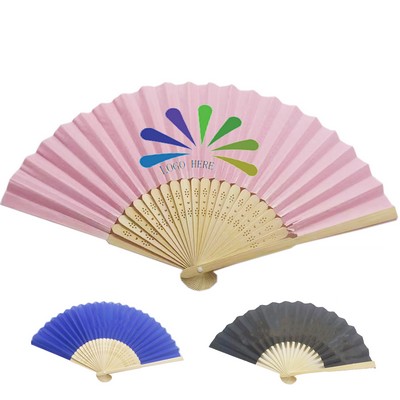 8.3" Bamboo Handheld Folding Paper Fans