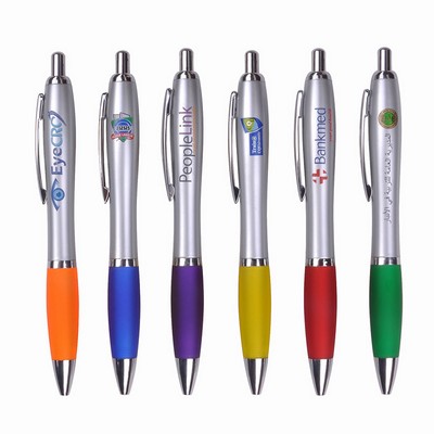 Click Satin Gray Finish Plastic Ballpoint Pen