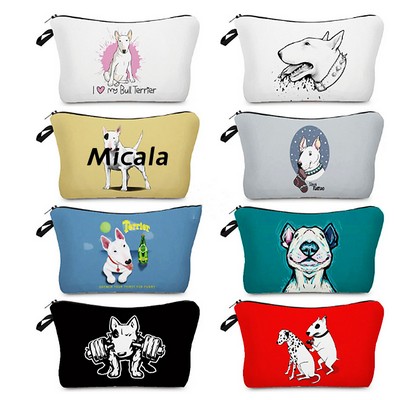 Funny Bull Terrier Dog Cosmetics Bag