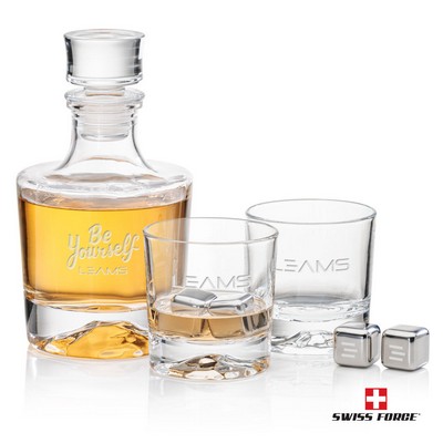 Heathfield 3pc Decanter Set & S/S Ice Cubes