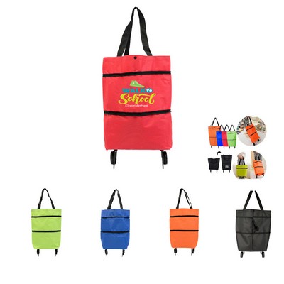 Folding Shopping Bag Collapsible Trolley Bags with Wheels