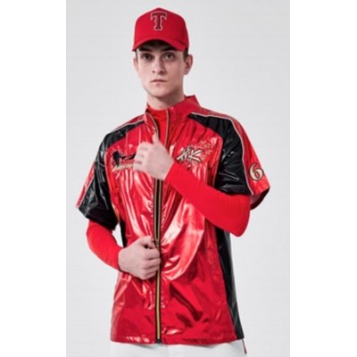 Premium Short Sleeve Full Zip Bright Film Baseball Windbreaker - Men, Kids