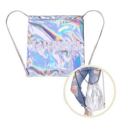 Pu Metallic Sport Drawstring Backpack Bag