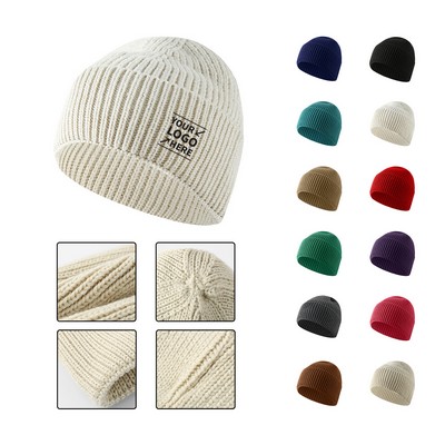 Solid Color Warm Knit Beanie Hat