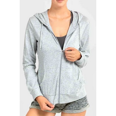 Women's Jersey Zip-Up Hoodie Jackets - XL, Heather Gray (Case of 24)