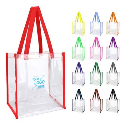 Color Handle Clear Plastic Tote Bag