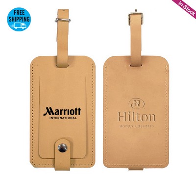 Genuine Leather Luggage Tags with Snap