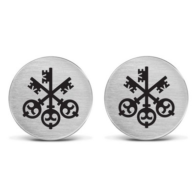 Custom Round Brushed Stainless Steel Cufflinks