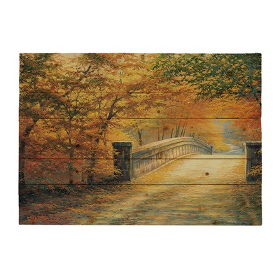 Autumn Bridge by Charles White Painting Print on decorative wood wall décor