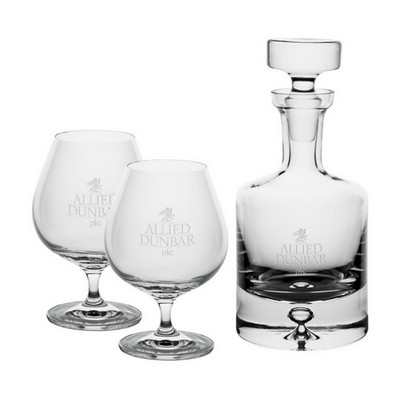 Saga 25 Oz. Crystal Decanter & 2 Brandy Glasses