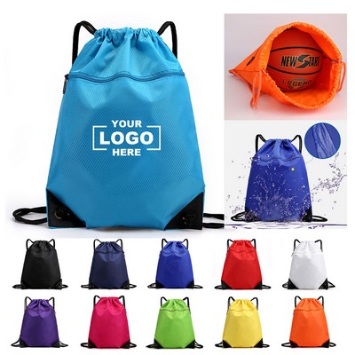 Drawstring Backpack w/ Front Pocket & Reinforced Corner