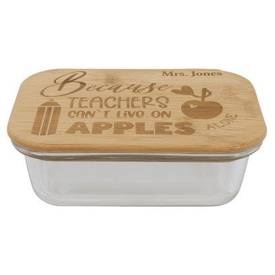 Rectangle Glass Container with Bamboo Lid 12oz