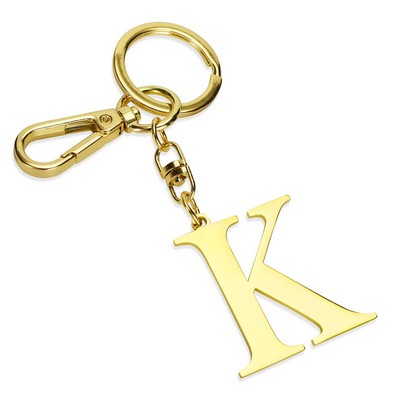 Gold Letter K Keychain Metal Keychain Initial Keychain