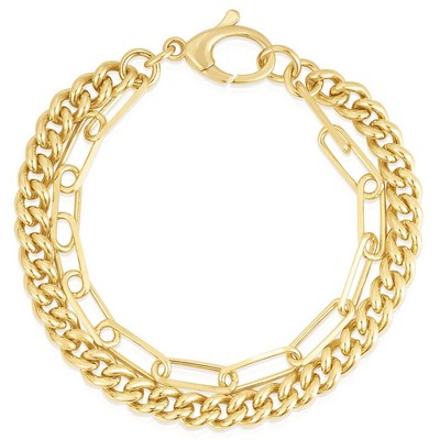 Jilco Inc. Curb & Paperclip Gold Bracelet