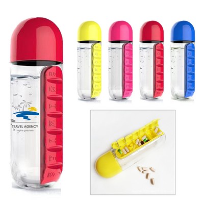 7 Day Pill Box Organizer with 20 Oz. Water Bottle