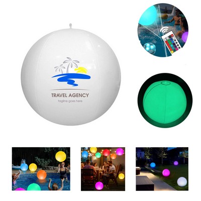 16'' PVC Inflatable 16 Color Light-Up Beach Ball with Remote