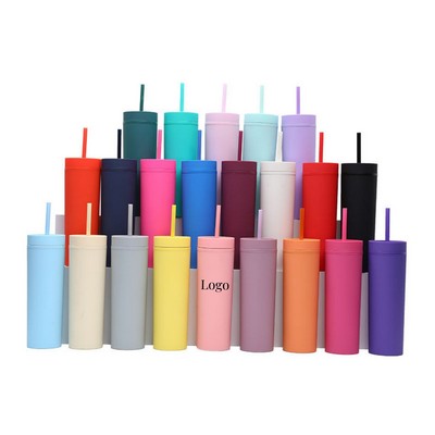 16 oz Solid Color Straw Cup