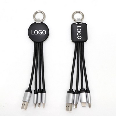 Light Up Logo 3 in 1 Charging Cable Keychain