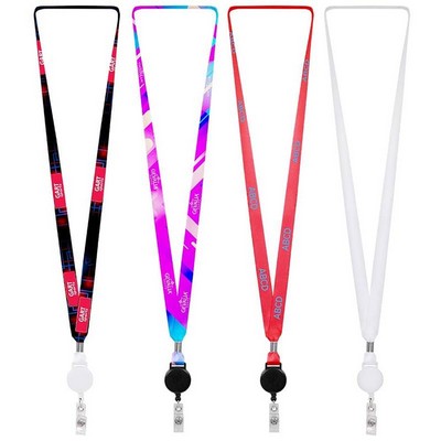 5/8" Badge Holder Attachment Sublimation Lanyard w/Retractable Badge Holder (DHL)