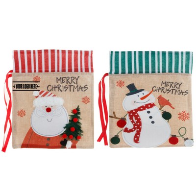 Christmas Burlap Gift Bags With Drawstring