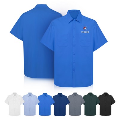 Men's Short Sleeve Dual-Pocket Twill Work Shirt