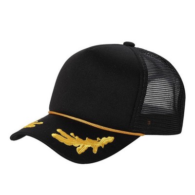 Unbranded Captain Military Foam Trucker Hat w/Gold Leaf