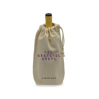 Single Bottle Drawstring Wine Bag (18 Oz. Dyed Canvas)