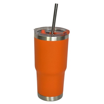 20 Oz. Stainless Double Wall Vacuum Insulated Travel Mug powder coated, orange