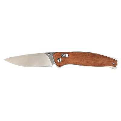 4 1/2" Wood Button Lock Folding Knife