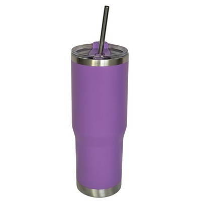 30 Oz. Stainless Double Wall Vacuum Insulated Travel Mug powder coated, purple