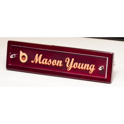 UV Printed Rosewood Piano Finish Nameplate with Acrylic Engraving Plate