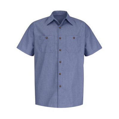 Red Kap® Industrial Short Sleeve Denim Microcheck Shirt