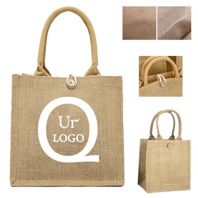 9.06 X 5.91 X 8.27 Inch Jute Burlap Tote Bag