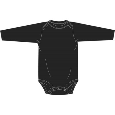 Long sleeve onesie-BLACK Interlock, Cotton