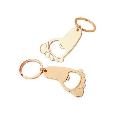 Zinc Alloy Footprint-Shaped Bottle Opener Keychain